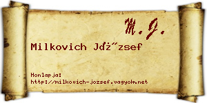 Milkovich József névjegykártya