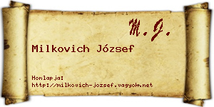 Milkovich József névjegykártya